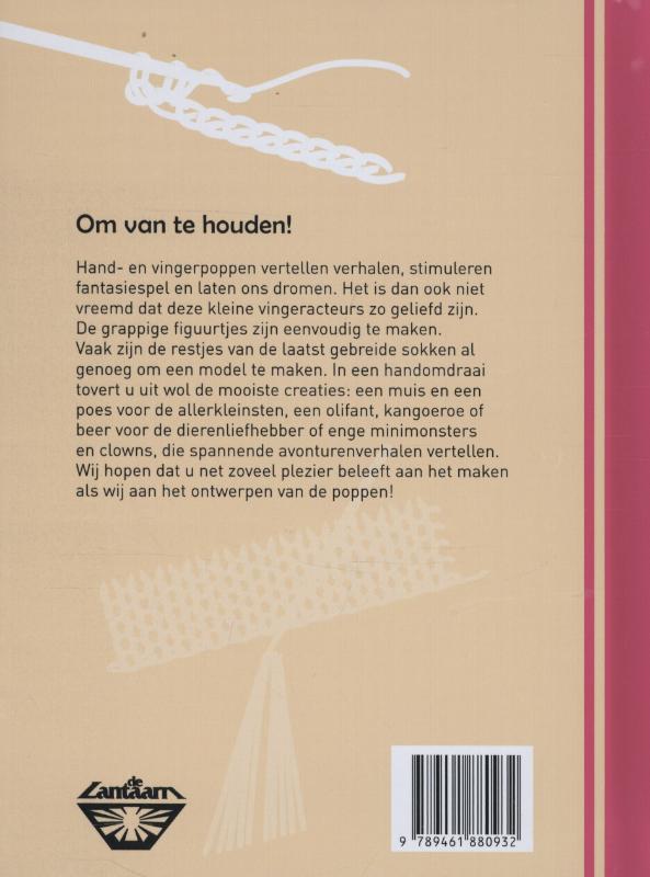 Achterkant van Hand - en vingerpoppen haken en breien