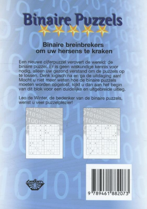 Achterkant van Binaire puzzels 5 sterren
