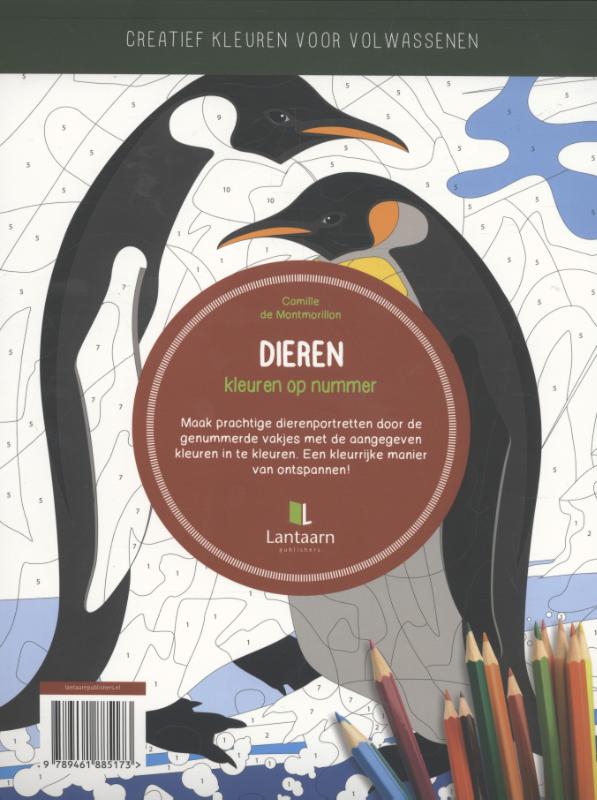Achterkant van Dieren, kleuren op nummer, kleuren voor volwassenen