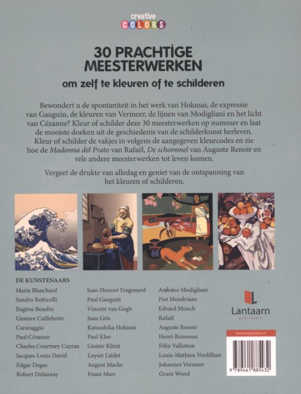 Achterkant van 30 Prachtige meesterwerken om zelf te kleuren, voor volwassenen