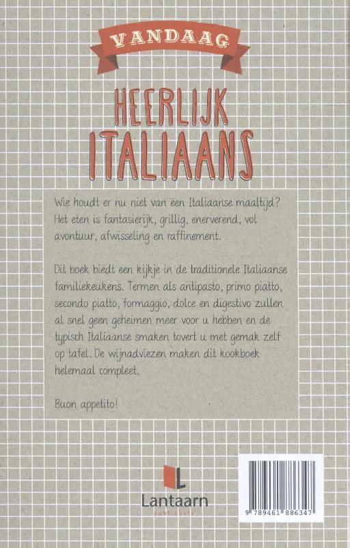 Achterkant van Vandaag heerlijk Italiaans