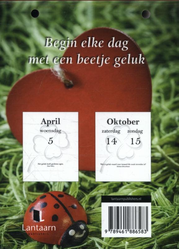 Achterkant van 365 dagen geluk scheurkalender 2017
