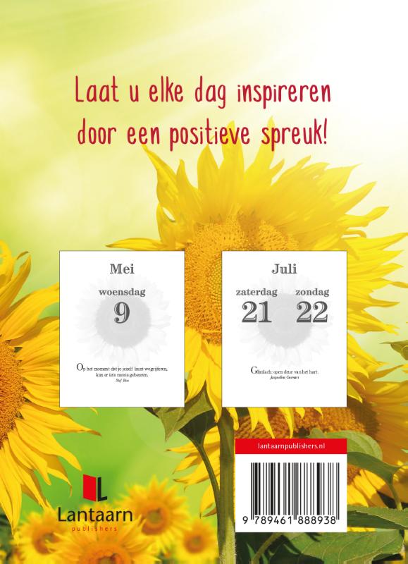 Achterkant van 365 dagen positief denken scheurkalender 2018