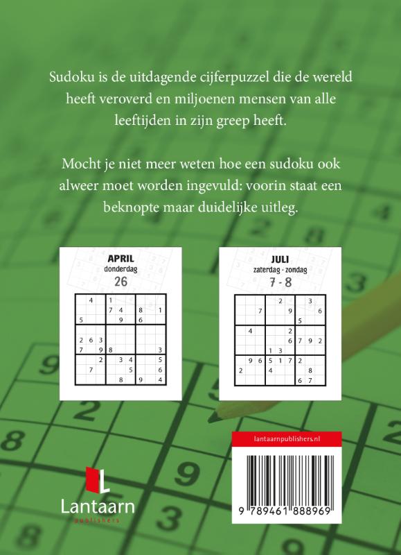 Achterkant van Sudokuscheurkalender 2018