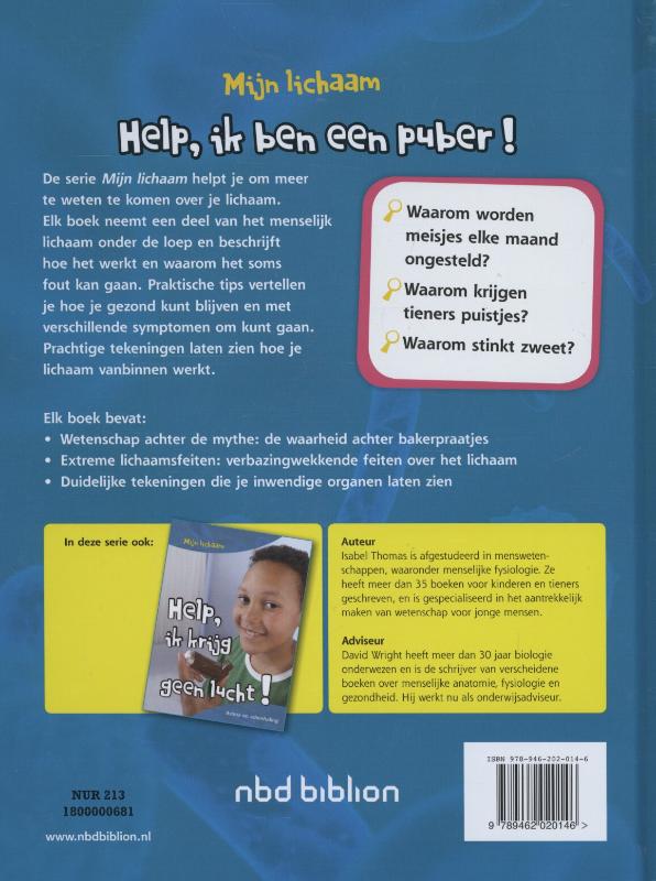 Achterkant van Help, ik ben een puber!
