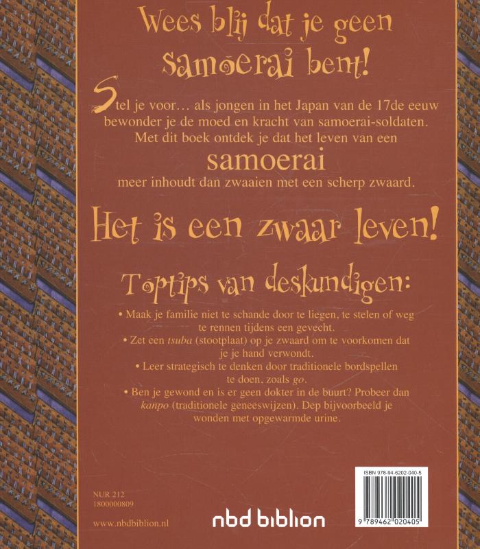 Achterkant van Wees blij dat je geen samoerai bent!