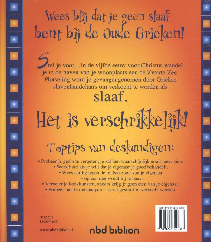 Achterkant van Wees blij dat je geen slaaf bent bij de Oude Grieken!