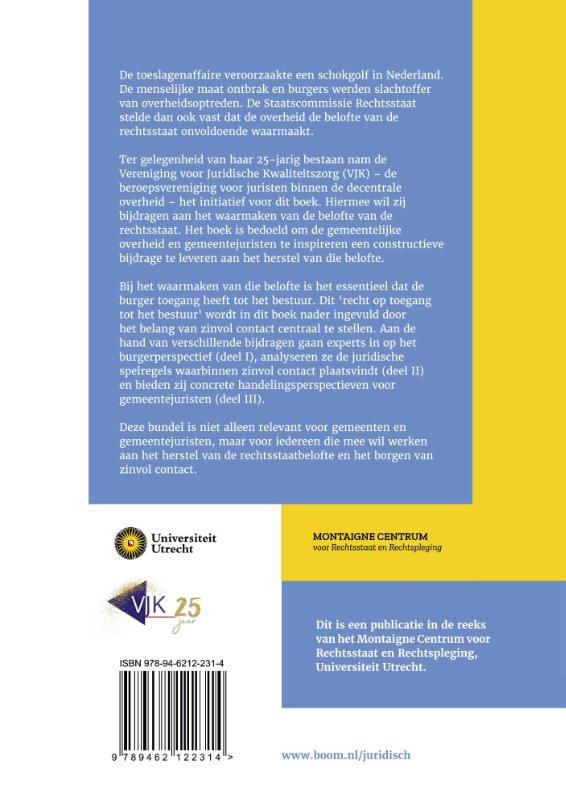 Achterkant van Zinvol contact met de overheid en de rol van de gemeentejurist