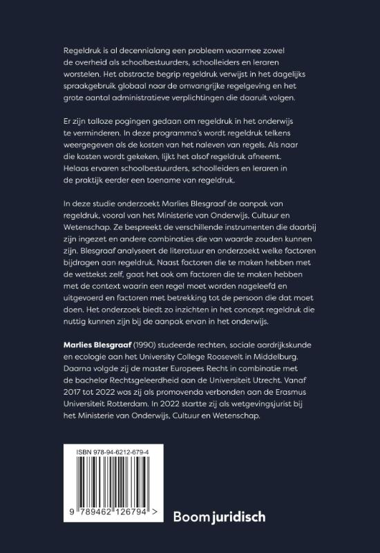Achterkant van Regeldruk in het onderwijs