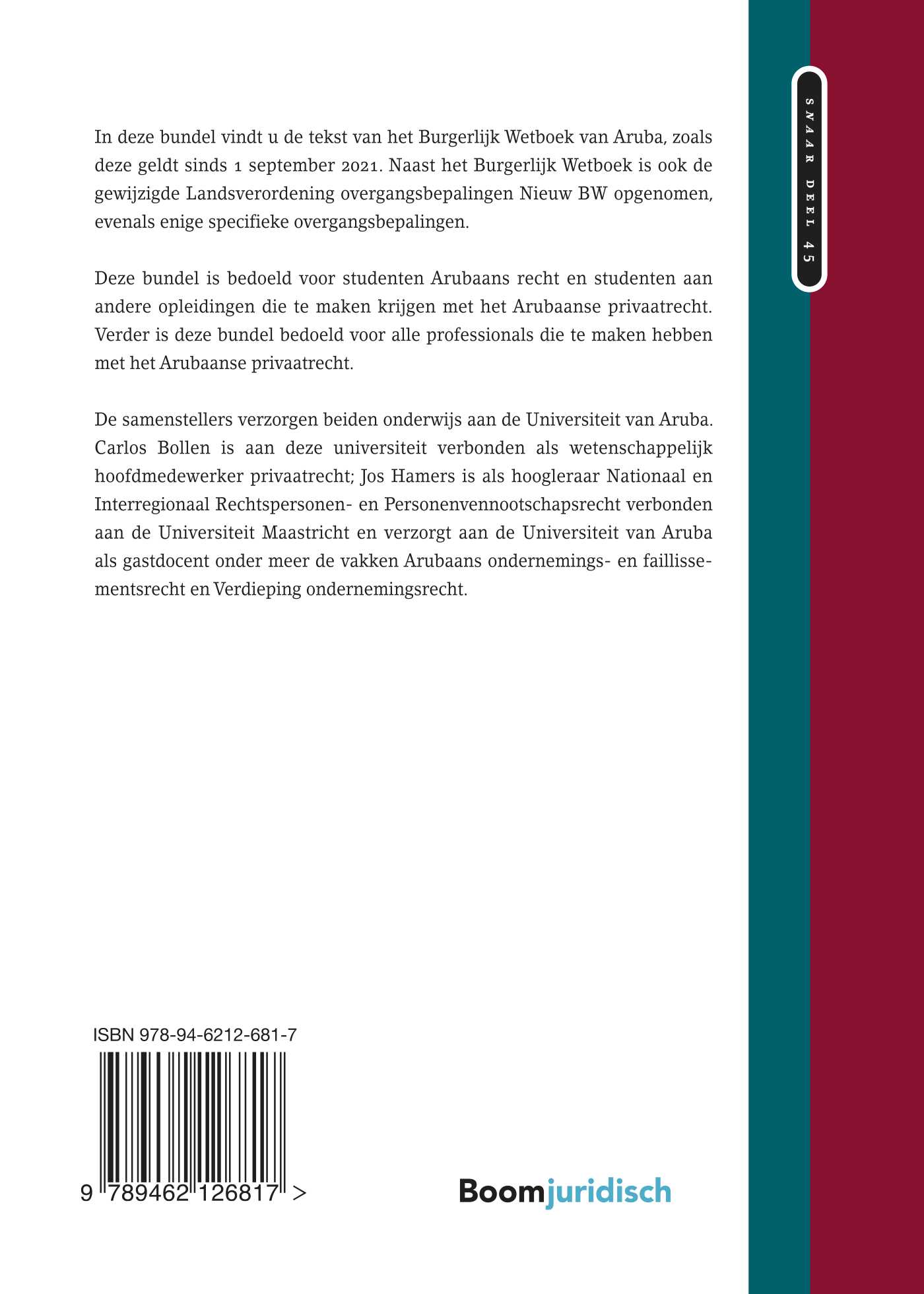 Achterkant van Burgerlijk Wetboek van Aruba