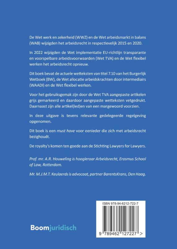 Achterkant van Kernwetgeving Arbeidsrecht