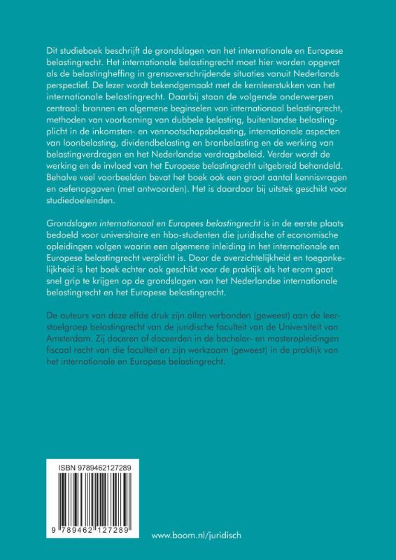 Achterkant van Grondslagen internationaal en Europees belastingrecht