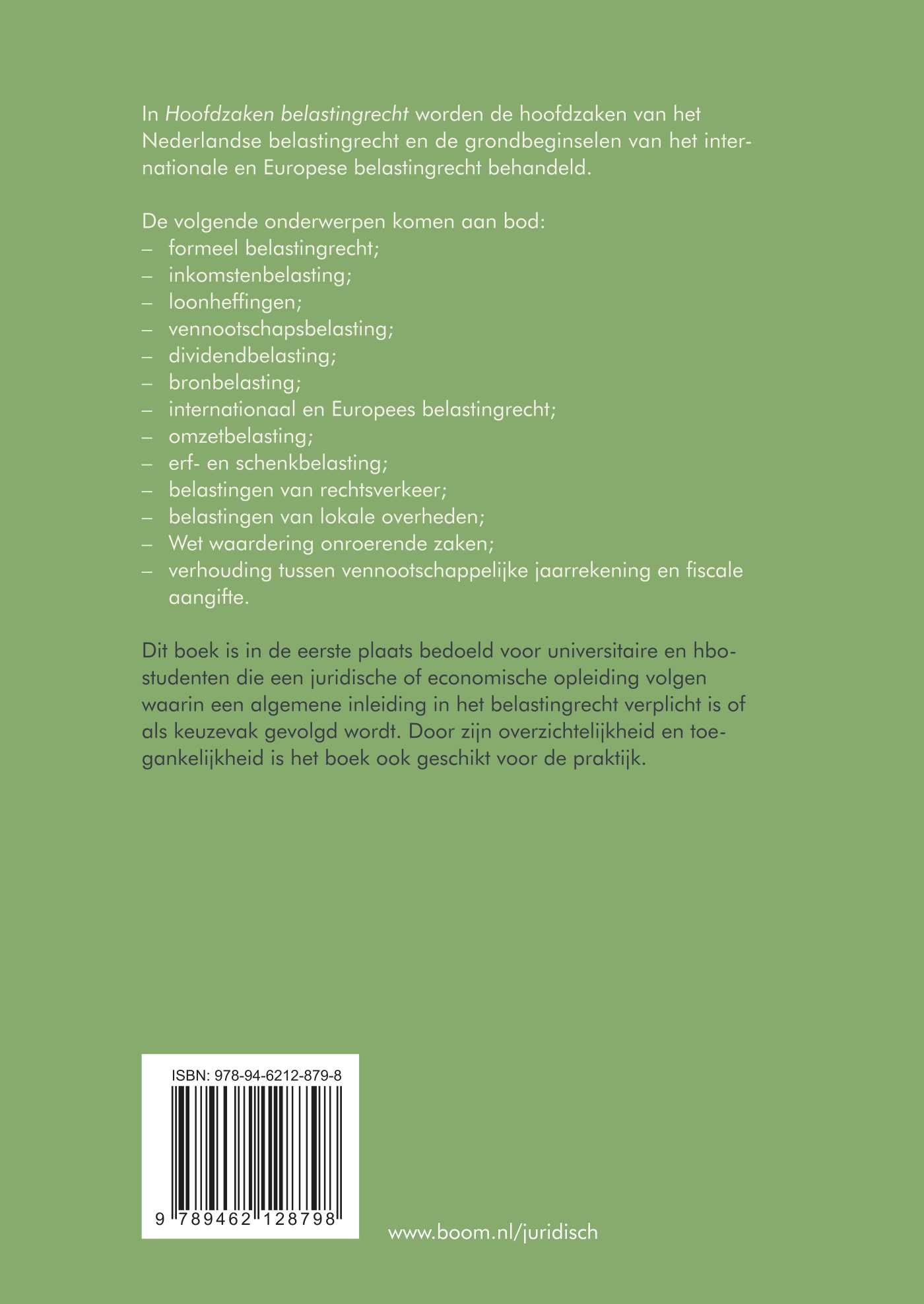 Achterkant van Hoofdzaken belastingrecht