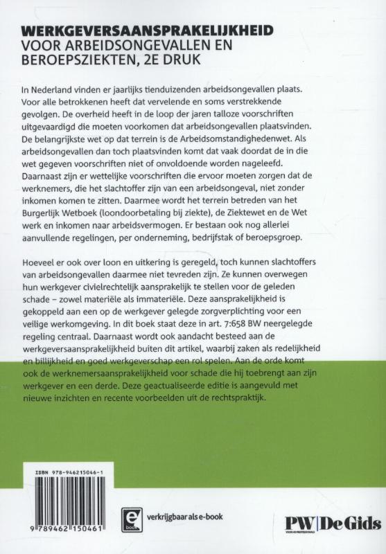 Achterkant van Werkgeversaansprakelijkheid voor arbeidsongevallen en beroepsziekten