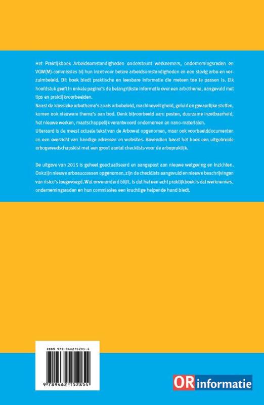 Achterkant van Praktijkboek arbeidsomstandigheden 2015