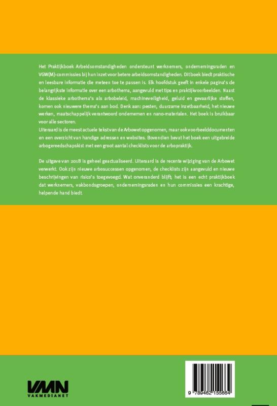 Achterkant van Praktijkboek arbeidsomstandigheden 2018
