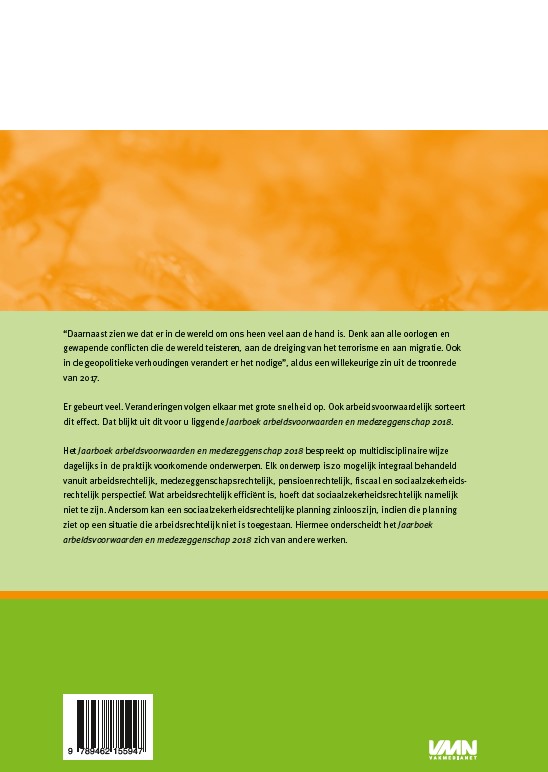 Achterkant van Jaarboek Arbeidsvoorwaarden en medezeggenschap 2018