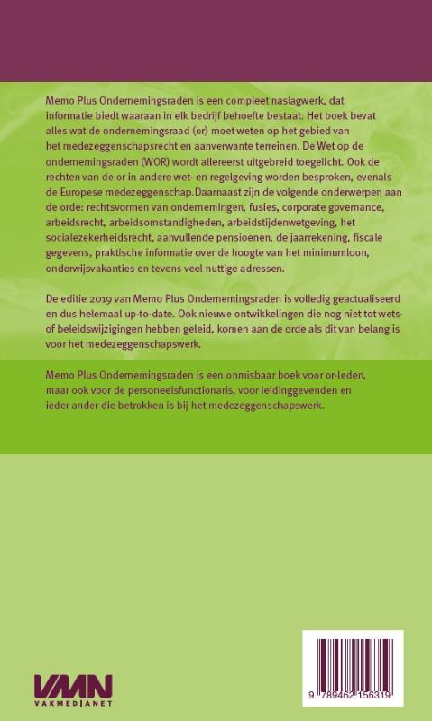 Achterkant van Memo Plus ondernemingsraden 2019