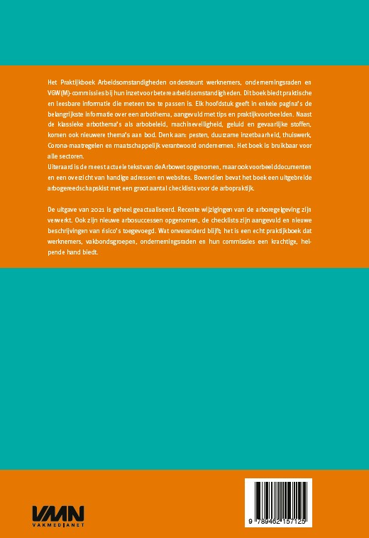 Achterkant van Praktijkboek arbeidsomstandigheden 2021