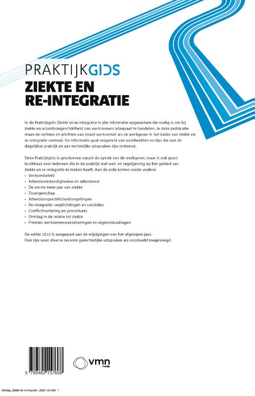 Achterkant van Praktijkgids Ziekte en re-integratie 2022