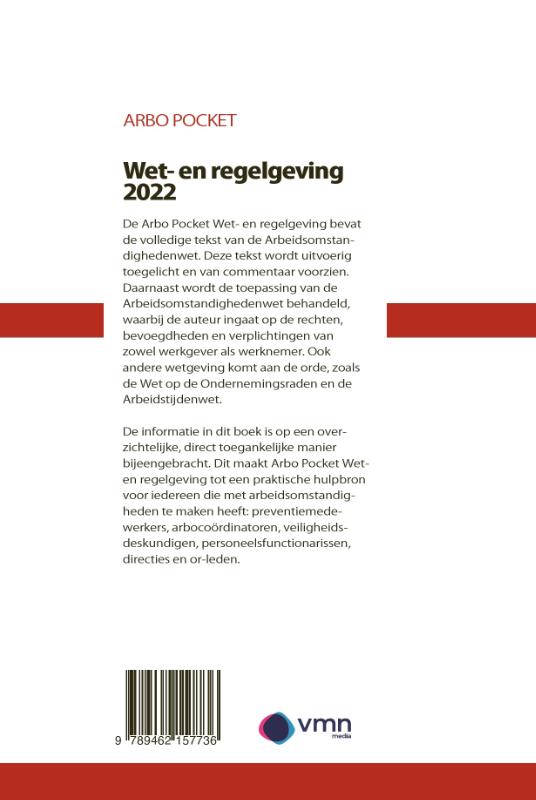 Achterkant van Arbo Pocket Wet- en regelgeving 2022