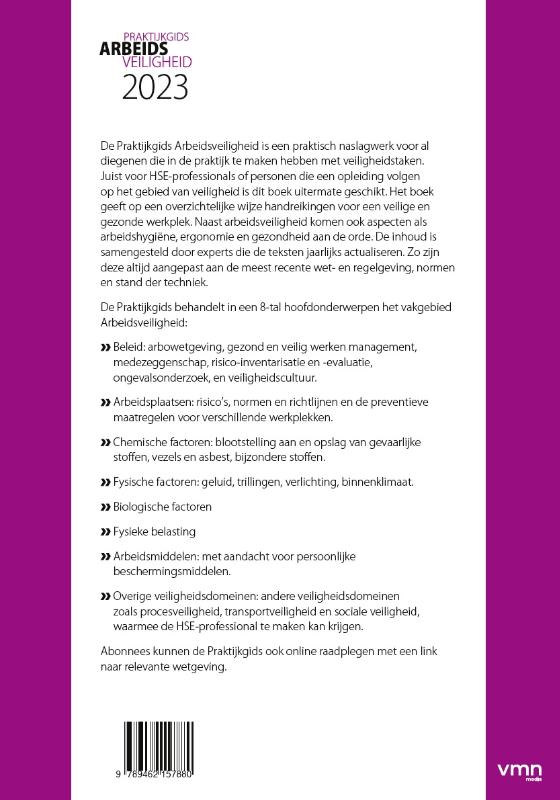 Achterkant van Praktijkgids arbeidsveiligheid 2023