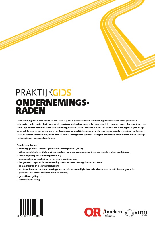 Achterkant van Praktijkgids Ondernemingsraden 2024
