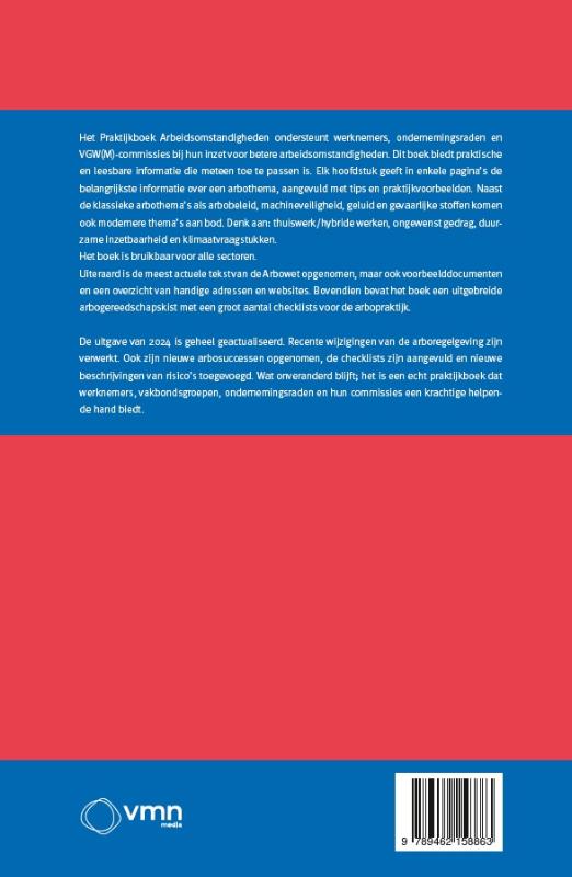 Achterkant van Praktijkboek Arbeidsomstandigheden 2024