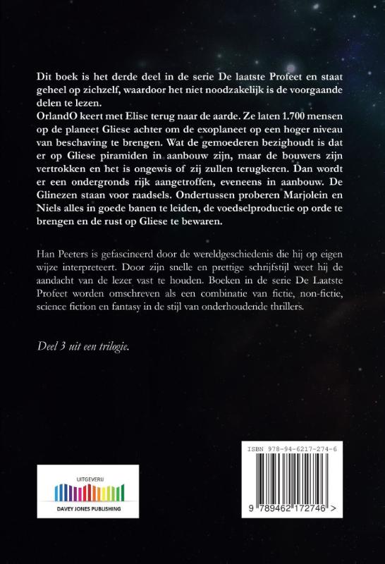 Achterkant van De laatste profeet op Gliese