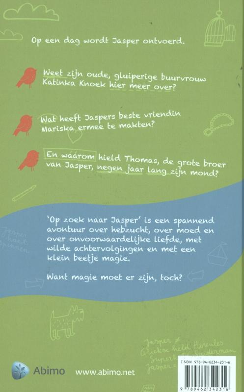 Achterkant van Op zoek naar Jasper