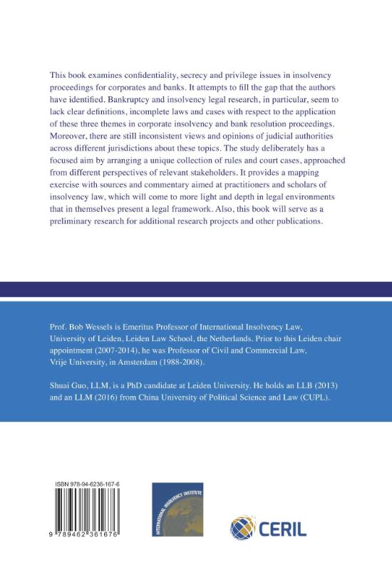 Achterkant van Confidentiality, secrecy and privilege in corporate insolvency and bank resolution