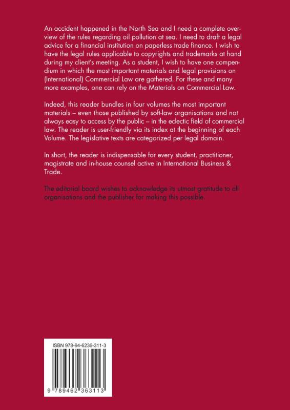 Achterkant van Materials on Commercial Law - Volume III