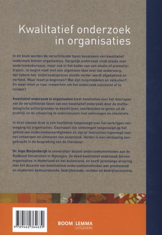 Achterkant van Kwalitatief onderzoek in organisaties