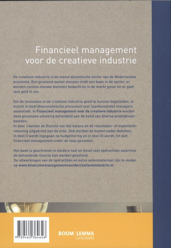 Achterkant van Financieel management voor de creatieve industrie