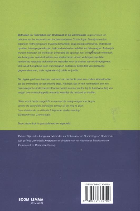 Achterkant van Methoden en technieken van onderzoek in de criminologie