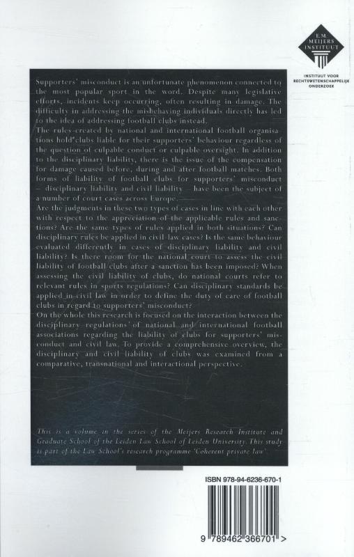 Achterkant van Liability of football clubs for supporters’ misconduct
