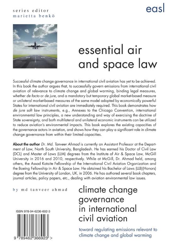 Achterkant van Climate change governance in international civil aviation