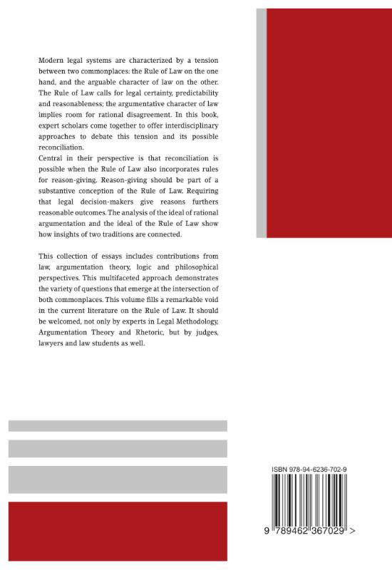 Achterkant van Legal argumentation and the rule of law