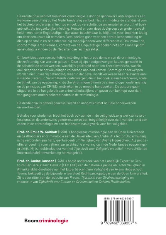Achterkant van Basisboek criminologie
