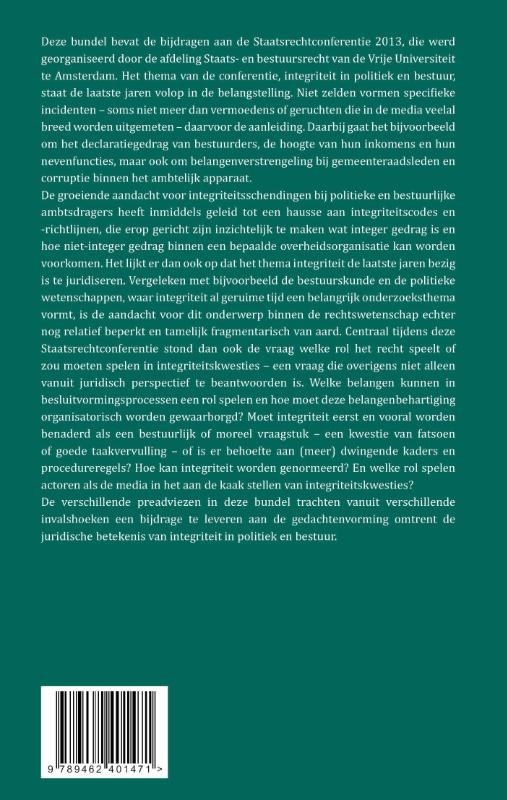 Achterkant van Integriteit in politiek en bestuur