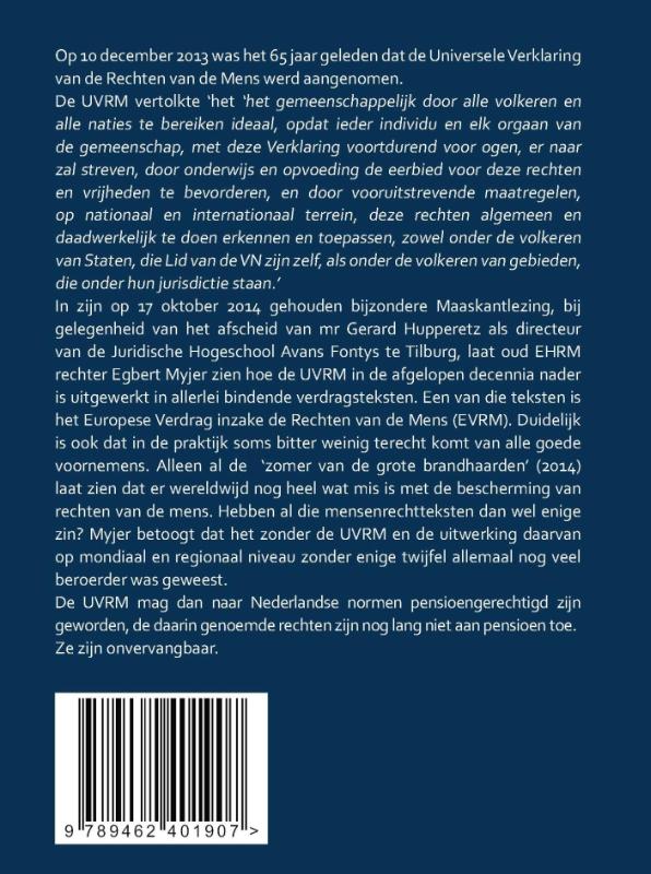 Achterkant van De universele verklaring van de rechten van de mens
