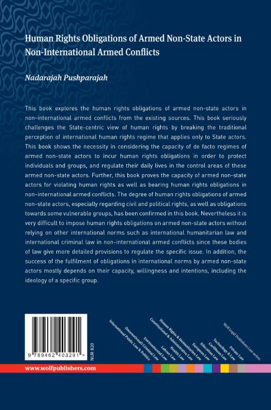 Achterkant van Human rights obligations of armed non-state actors in non-international armed conflicts
