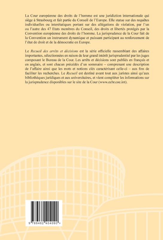 Achterkant van Recueil des arrêts et décisions