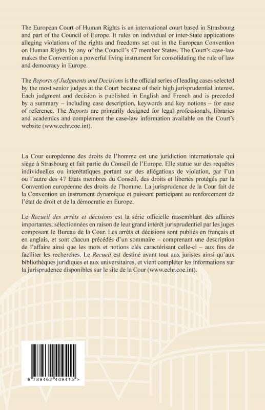 Achterkant van Reports of Judgments and Decisions/Recueil des arrêts et décisions Volume 2015-IV