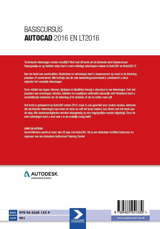 Achterkant van Basiscursus AutoCAD 2016 en LT 2016