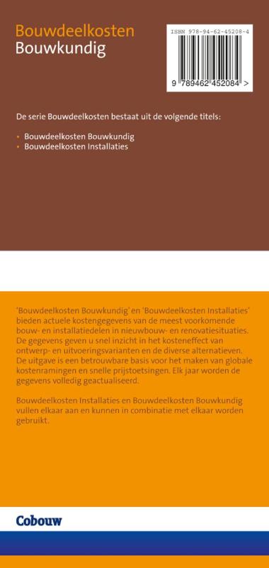 Achterkant van Bouwdeelkosten bouwkundig 2016