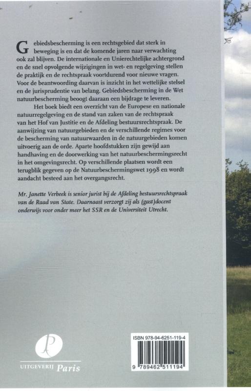 Achterkant van Gebiedsbescherming in de Wet natuurbescherming