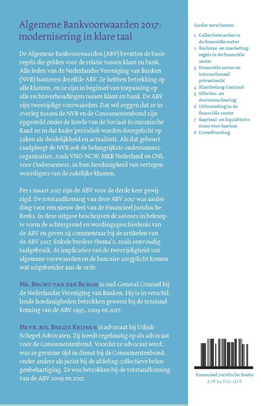 Achterkant van Algemene Bankvoorwaarden 2017
