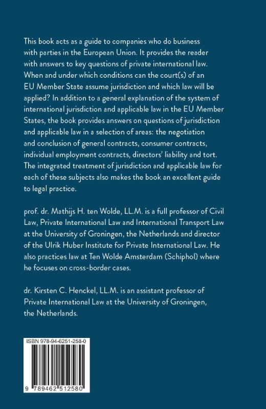 Achterkant van Business and private international law in the EU