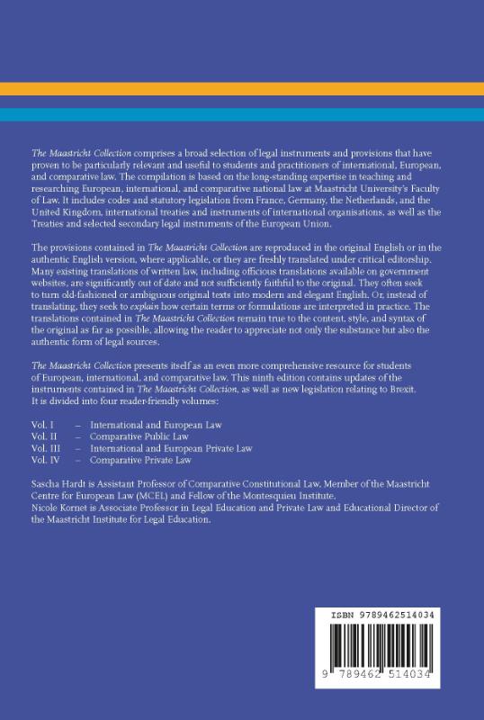 Achterkant van Volume I International and European Law
